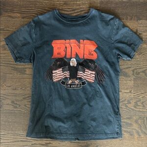 Anine Bing Black Tee with Red Logo and Eagle Graphic